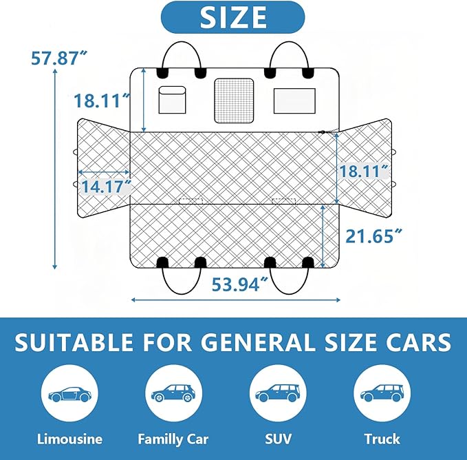 Dog Car Seat Cover for Pets 100% Waterproof 900D Heavy