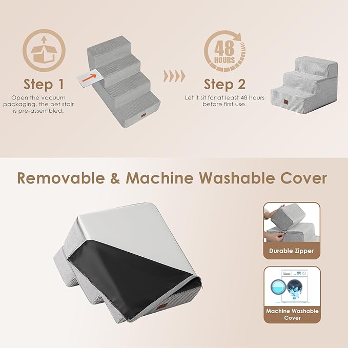 EHEYCIGA Dog Stairs for Small Dogs 13.5" H 3-Step Dog
