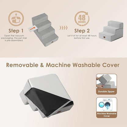 EHEYCIGA Dog Stairs for Small Dogs 13.5" H 3-Step Dog