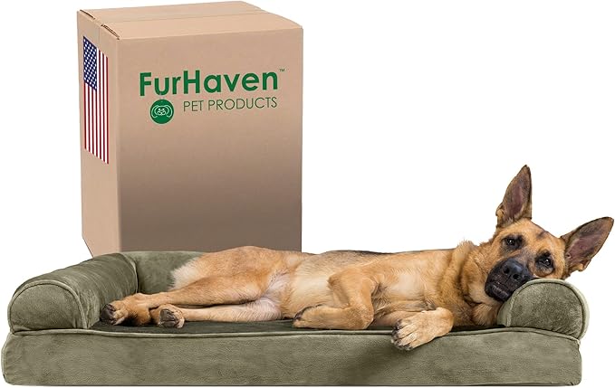 Furhaven Memory Foam Dog Bed for Large Dogs w/ Removable Bolsters & Washable Cover 95 lbs