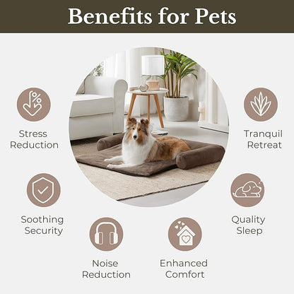 Allisandro Calming Dog Bed Mat, Washable Couch Cover for Dogs, Comfort and Anti-Slip Sofa Dog Bed with Bolster, Waterproof Furniture Protector Cover for Pets, 42x38x5 Inches, Light Brown