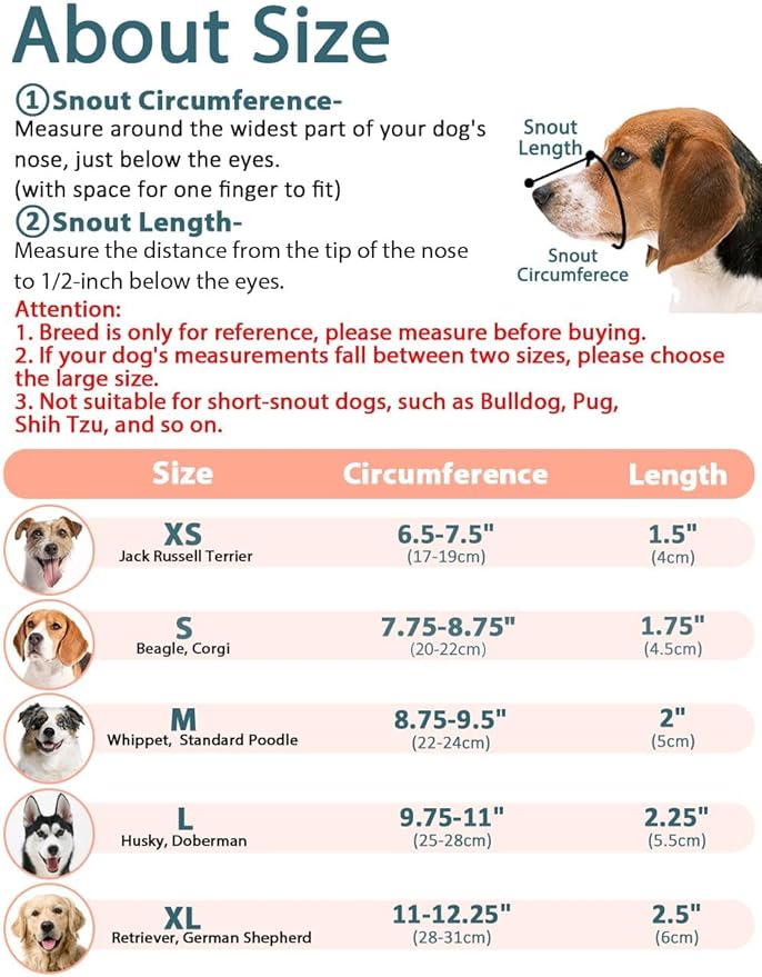 LUCKYPAW Dog Muzzle S(Snout:7.75"-8.75"))