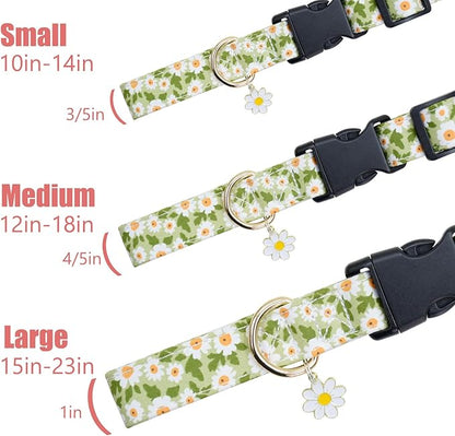 Flower Patterns Dog Collar with Accessories