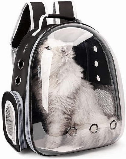 Cat Backpack Carrier Bubble Bag Space Capsule Pet Carrier Dog Hiking Backpack, Small Dog Backpack Expandable Carrying for Cats Puppies Airline Approved Travel Carrier Outdoor Use Black