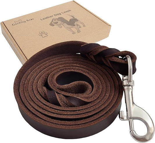 Leather Dog Leash 6ft (6ftx3/4inch, Brown)