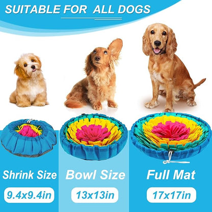 Vivifying Snuffle Mat for Dogs, Adjustable Dog Puzzle Toys Sniff Mat for All Breeds Dogs, Interactive Dog Enrichment Toys for Slow Eating and Mental Stimulation (Red Yellow Blue)