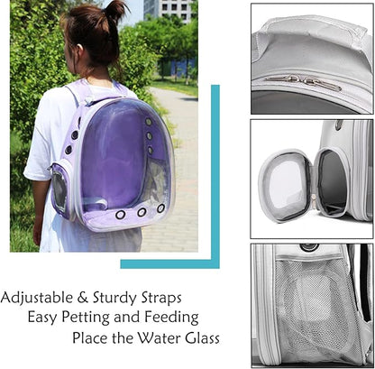 Cat Backpack Carrier Expandable Ventilate Transparent Pet Dog Backpack for Large Cats Hiking, Travel, Outdoor, Airline-Approved Space Capsule Backpack (Purple)