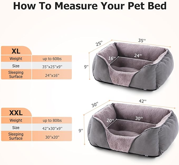 MIXJOY Dog Beds for Large Dogs (35x25in, Grey)