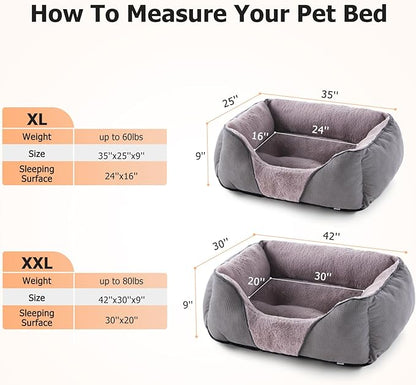 MIXJOY Dog Beds for Large Dogs (35x25in, Grey)