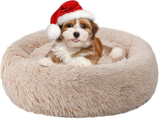 Aurako Cat Bed Dog Bed Round Cushion Pet 23" Yellow