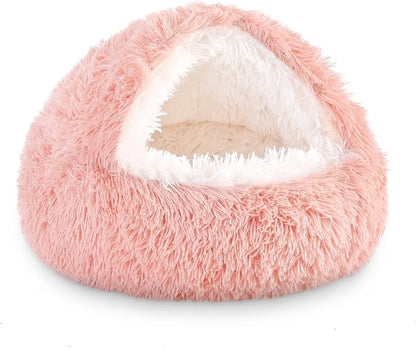 NOYAL Dog Bed Round Hooded Plush Cat Cave