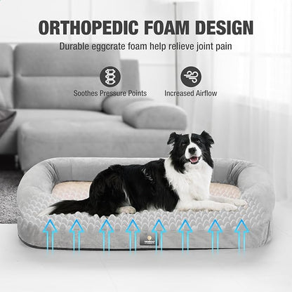 Veehoo Orthopedic Dog Bed for Large Dogs 4-Sides Bolster
