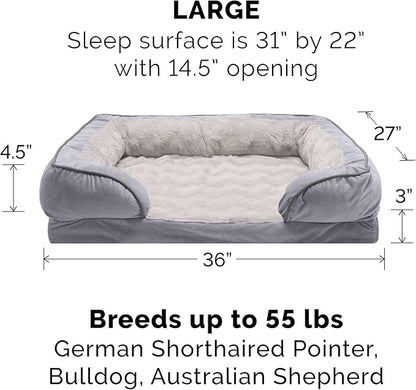 Furhaven Replacement Dog Bed Cover Perfect Comfort Plush & Velvet Waves Sofa-Style