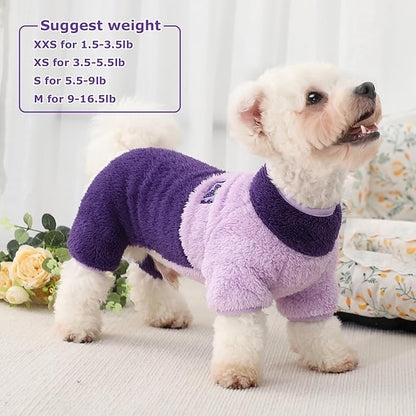 Dog Sweater Pajamas Fall Dog Clothes for Small Dogs Girl & Boy Warm Turtleneck Dog Pjs Puppy Onesie Jumpsuits Winter Hairless Cat Clothes Dog Apparel Pet Clothes, Purple