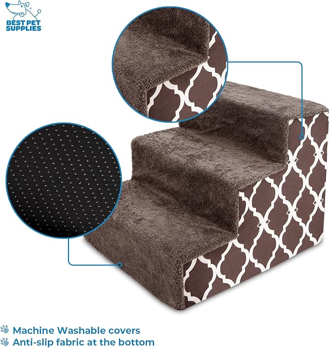 Best Pet Supplies Foam Pet Steps Cover for Small Dogs and Cats 3-Step (Cover