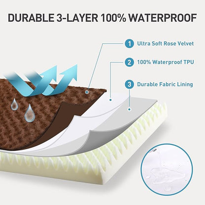 Dog Crate Bed Waterproof Dog Beds for Small Dogs Rose Velvet Soft Fluffy Washable Dog Bed with Removable Cover & Anti-Slip Bottom 23 x 17 Inch,