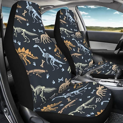 UNICEU Dinosaur Skeleton Front Seat Covers 2 Pack