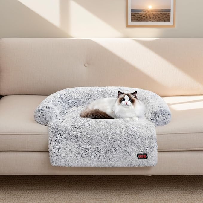 Calming Dog Bed Fluffy Plush Dog Mat for Furniture Protector with Removable Washable Cover for Large Medium Small Dogs and Cats (XS (31"x27.5"x5")
