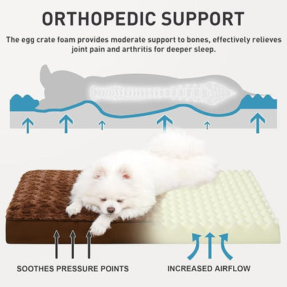 Dog Crate Bed Waterproof Dog Beds for Small Dogs Rose Velvet Soft Fluffy Washable Dog Bed with Removable Cover & Anti-Slip Bottom 23 x 17 Inch,