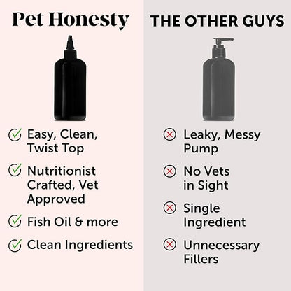 Pet Honesty Dog Skin and Coat Supplement with Salmon Oil for Dogs - Allergy Itch Relief + Skin & Coat Health, Dog Food Topper Bone Broth with Salmon Oil, Collagen, Biotin + Vitamin E (12 oz)