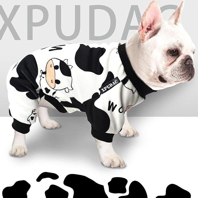 XPUDAC 4 Piece Dog Pajamas for Small Dogs Pjs Clothes Puppy Onesies Outfits for Doggie Christmas Shirts Sleeper for Pet Cats Jammies-XXL