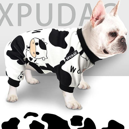 XPUDAC 4 Piece Dog Pajamas for Small Dogs Pjs Clothes Puppy Onesies Outfits for Doggie Christmas Shirts Sleeper for Pet Cats Jammies-XL