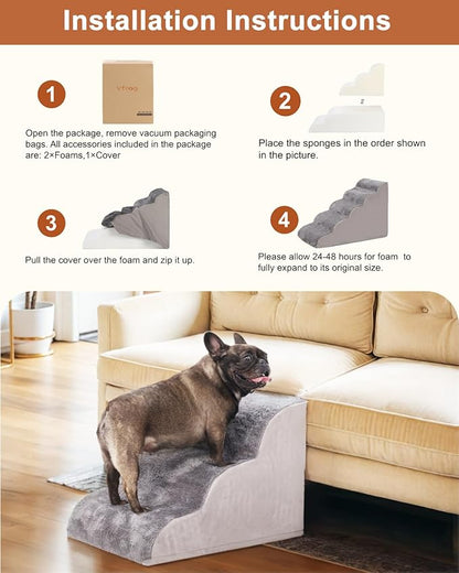 Dog Stairs for High Bed with High Density Foam 22.6" H,5-Step