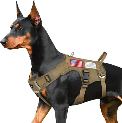 FAYOGOO Tactical Dog Harness for Medium Dog - Mesh Breathable Dog Harness Escape Proof with Handle - No Pull Military Service Dog Vest with Removable Patches for Walking,Training,Hiking