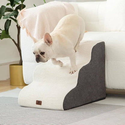 Pettycare Dog Stairs Ramp for High Beds and Couch 3 Steps,Beige