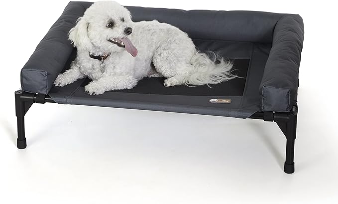 K&H Pet Products Bolster Dog Cot Cooling Indoor/Outdoor Elevated Dog Bed Hammock with Removable Bolsters 25" X 32"