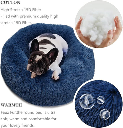 Puppy Bed for Calming Dog 23 Inches Navy 15 lbs