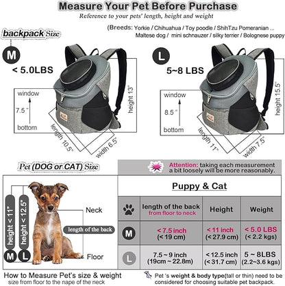 Pet Dog Carrier Backpack Adjustable Breathable Front Pack