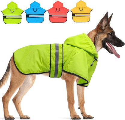 Candofly Dog Raincoat Reflective Dog Rain Jacket Waterproof Hooded Ponch Dog Rain Coat for Small Medium Large Dogs (Green