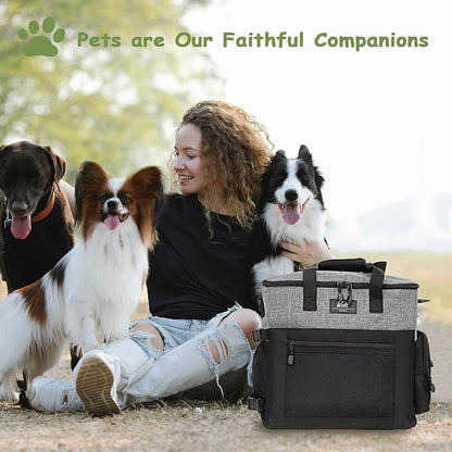 WOLT | Pet Travel Bag Kit for Dog Carrier & Travel, Includes 2 Food Containers + 2 Collapsible Bowls + 1 Placemat, Airline Approved Organizer for Pet Supplies Essentials Camping, Hiking, Weekend Away