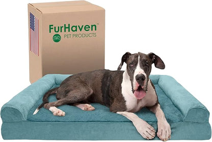 Furhaven Memory Foam Dog Bed for Large Dogs w/ Removable Bolsters & Washable Cover 125 lbs