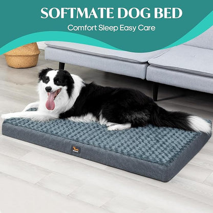 XXL Dog Bed for Dogs up to 110 lbs with Orthopedic Foam Waterproof Cover Removable and Washable Cover Fluffy Dog Crate Bed with Non-Slip Bottom