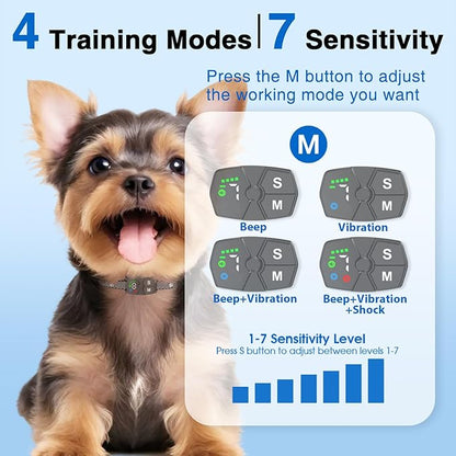 Dog Bark Collar 2024 Smart Modes，7 Adjustable