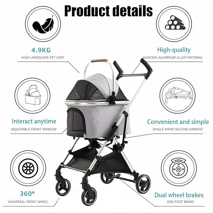 3 in 1 Pet Stroller 4 Wheel Small 33lb max