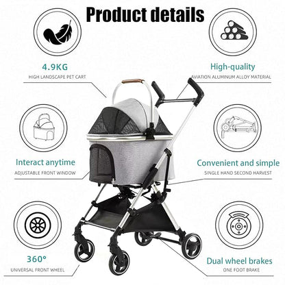 3 in 1 Pet Stroller 4 Wheel Small 33lb max