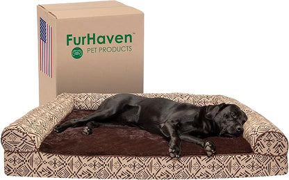Furhaven Orthopedic Dog Bed for Large Dogs w/ Removable Bolsters & Washable Cover 125 lbs