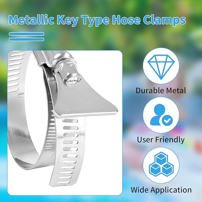 Pool Hose Clamps for 1 1/4" Above Ground Pool Hose 13/16"-1 3/4" (21-44mm) Pool 10 Pcs