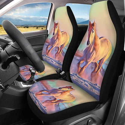 Horse Vehicle Seat Covers Set Front Back Seat 4 Travel