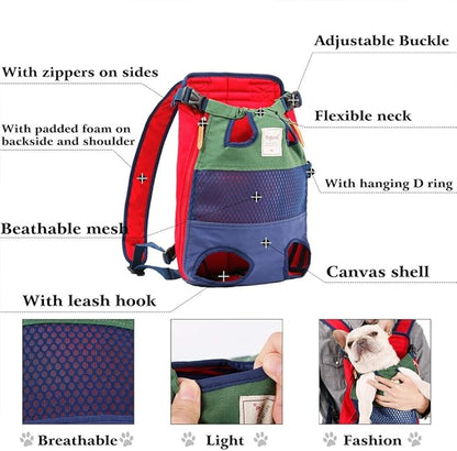 Dog Carrier Backpack, Pet Front Carrier Backpack Legs Out Dog Chest Carrier for Small Medium Dogs, Hands-Free Cat Backpack Carrier Dog Travel Backpack Airline Approved Hiking Bike Motorcycle