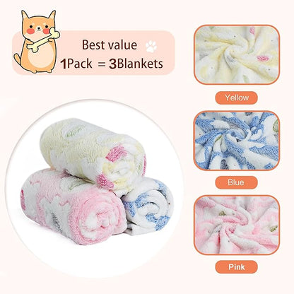 1 Pack 3 PCS 31" x 23" Blanket Soft Warm Fleece Throw Blanket Pet Kitten Blanket Fleece Puppy Blanket Cushion Ultra Light Comfortable Soft Warm Sleep Mat