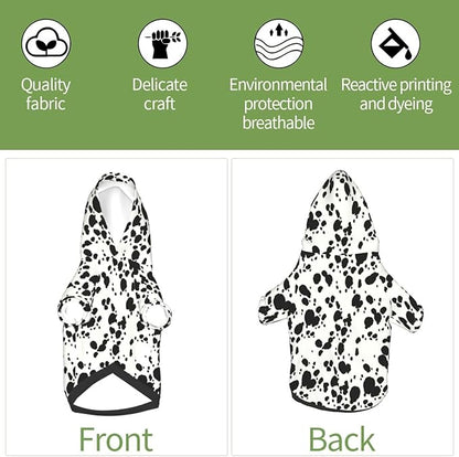 Cute Dalmatian Dog Costume, Animal Dalmatian Print Hoodies Puppy Winter Clothes Sweatshirt for Halloween Cosplay Autumn Wear Dog Winter Hoodies with Pocket for Small Medium Dogs S