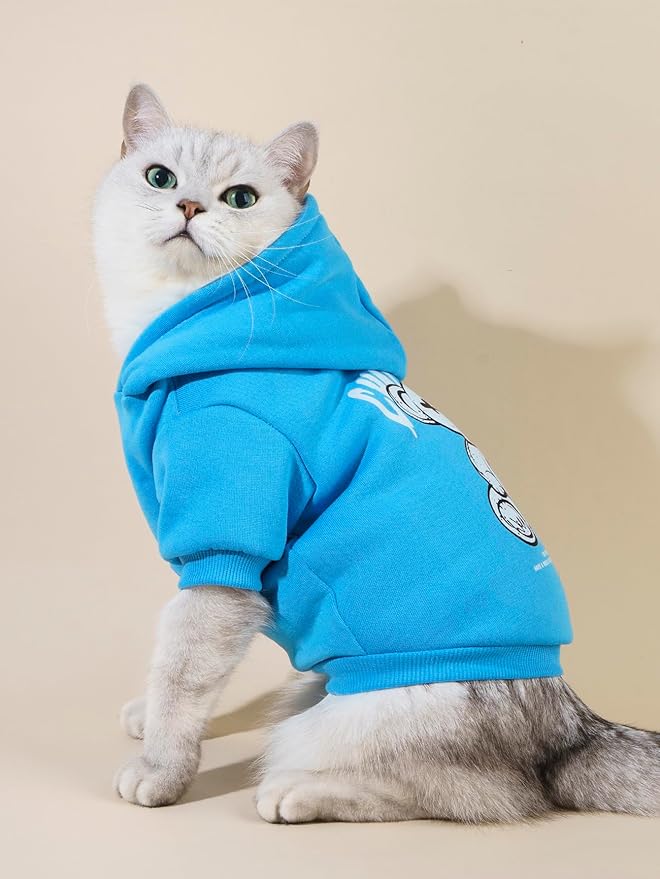 QWINEE Cartoon Bear Print Dog Hoodie Dog Sweatshirt