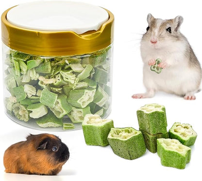 Hamster Snack & Treats - Freeze Dried Okra, Small Animal Natural Treat for Dwarf Hamster Guinea Pig Chinchilla Gerbil Mice Birds and Other Small-Sized Pet (Okra)