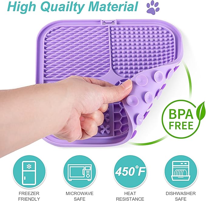 LUKITO Lick Mat for Dogs & Cats 2 Pack with Suction Cups, Dog Lick Mat for Anxiety Relief, Dog Toys to Keep Them Busy, Peanut Butter Licking Pad for Boredom Reducer, Perfect for Bathing Grooming