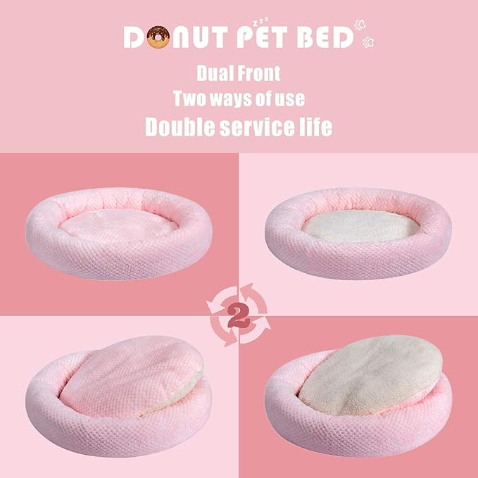 WONDER MIRACLE Fuzzy Deluxe Pet Beds, Super Plush Dog or Cat Beds Ideal for Dog Crates, Machine Wash & Dryer Friendly (24" x 24", Pink)