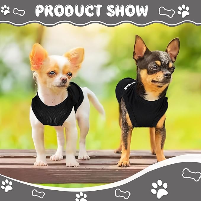 4 Pack Dog Clothes for Small Dogs Black Security Dog Shirt Soft Chihuahua Clothes Cute Pattern Male Dog Clothes Pet Clothing Puppy Clothes for Small Dog Boy Teacup Dog XXS